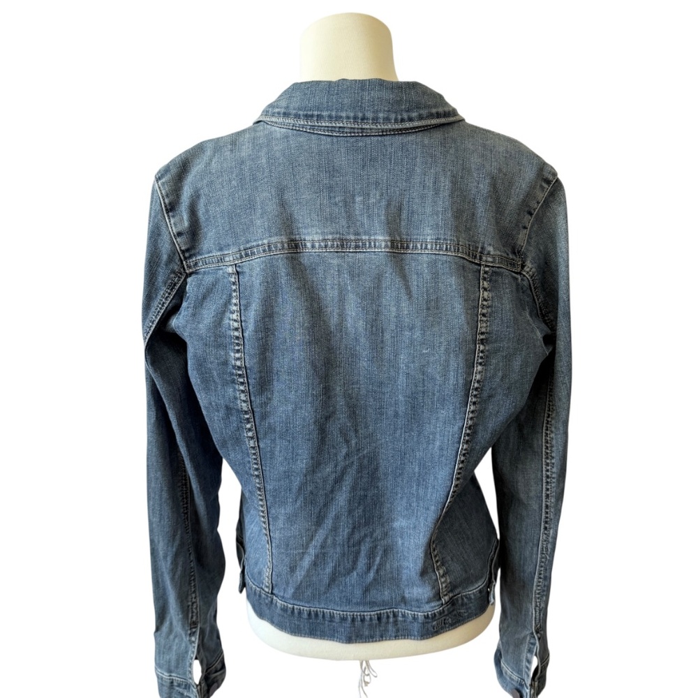 KUT FROM THE KLOTH AMELIA DENIM JEANS JACKET LT DISTRESSING CASUAL CLASSIC BOHO - Picture 5 of 12